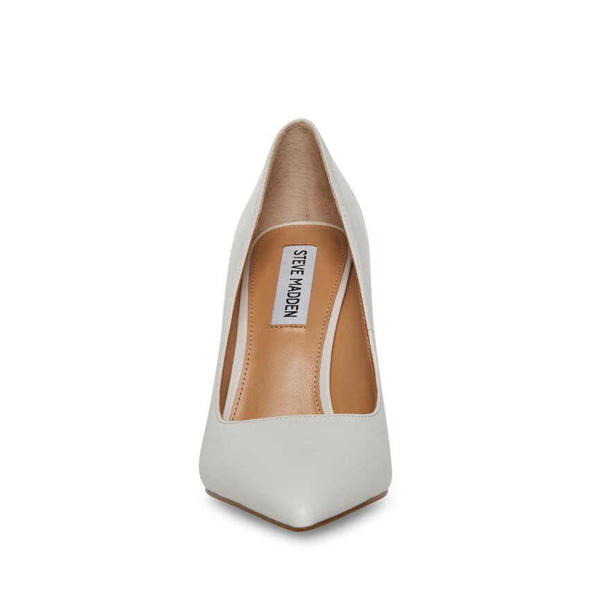 White Steve Madden Evelyn Leather Women's Heels | PH 7631UAD